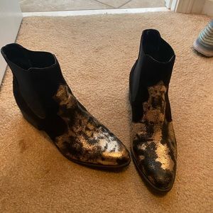 Black and gold western booties